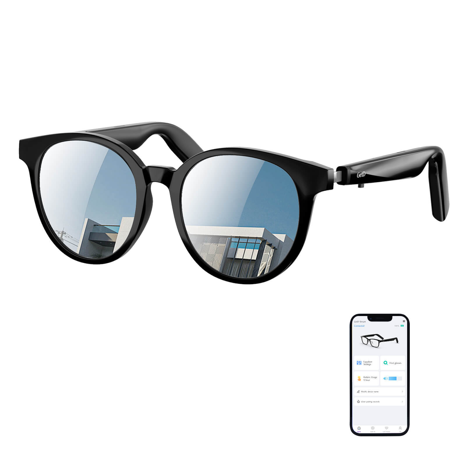 Smart Glasses with Open Ear Speaker Sunglasses Voice Control Eyewear Headphones