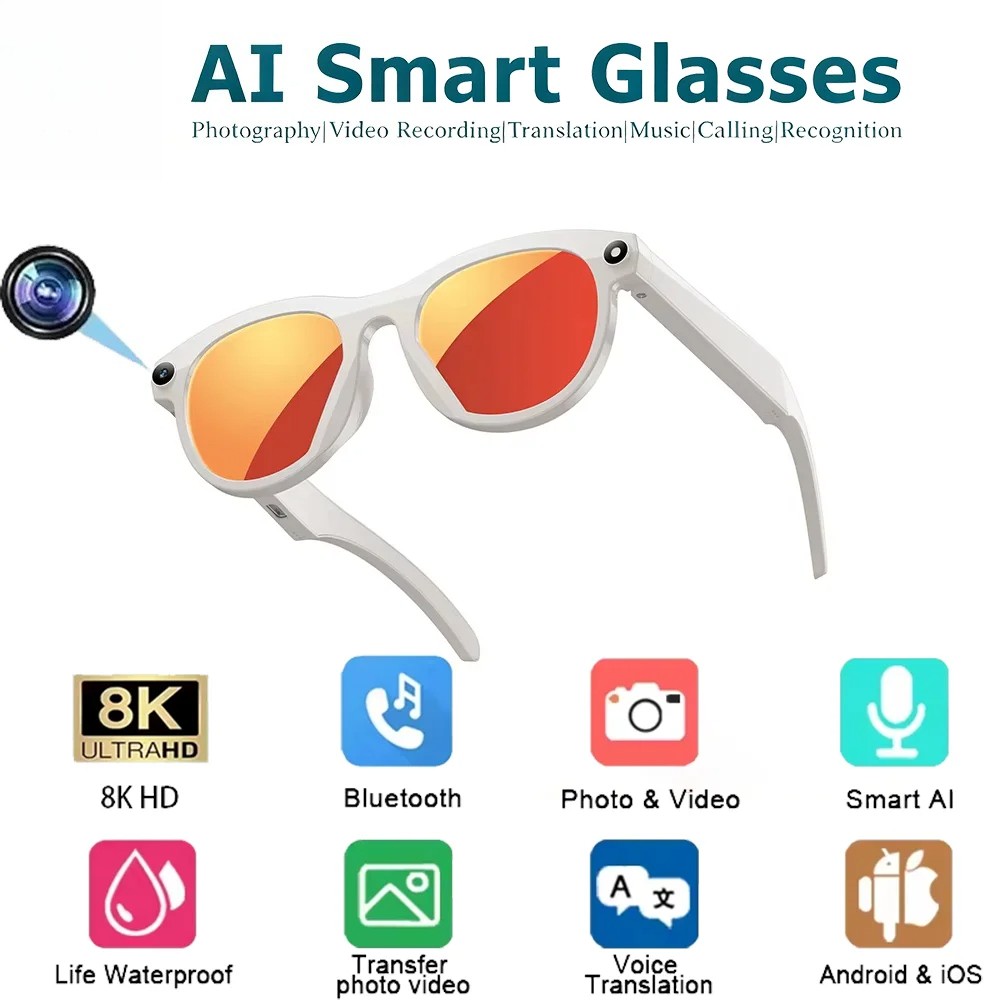 Smart Glasses with Camera Translation Video Calling Bluetooth 5.3 M88 HD Voice
