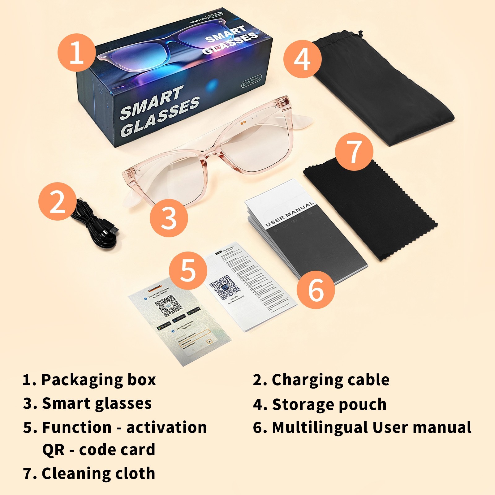 AI Smart Glasses Translation Bluetooth Open-Ear Speaker for Music Call Work Gift