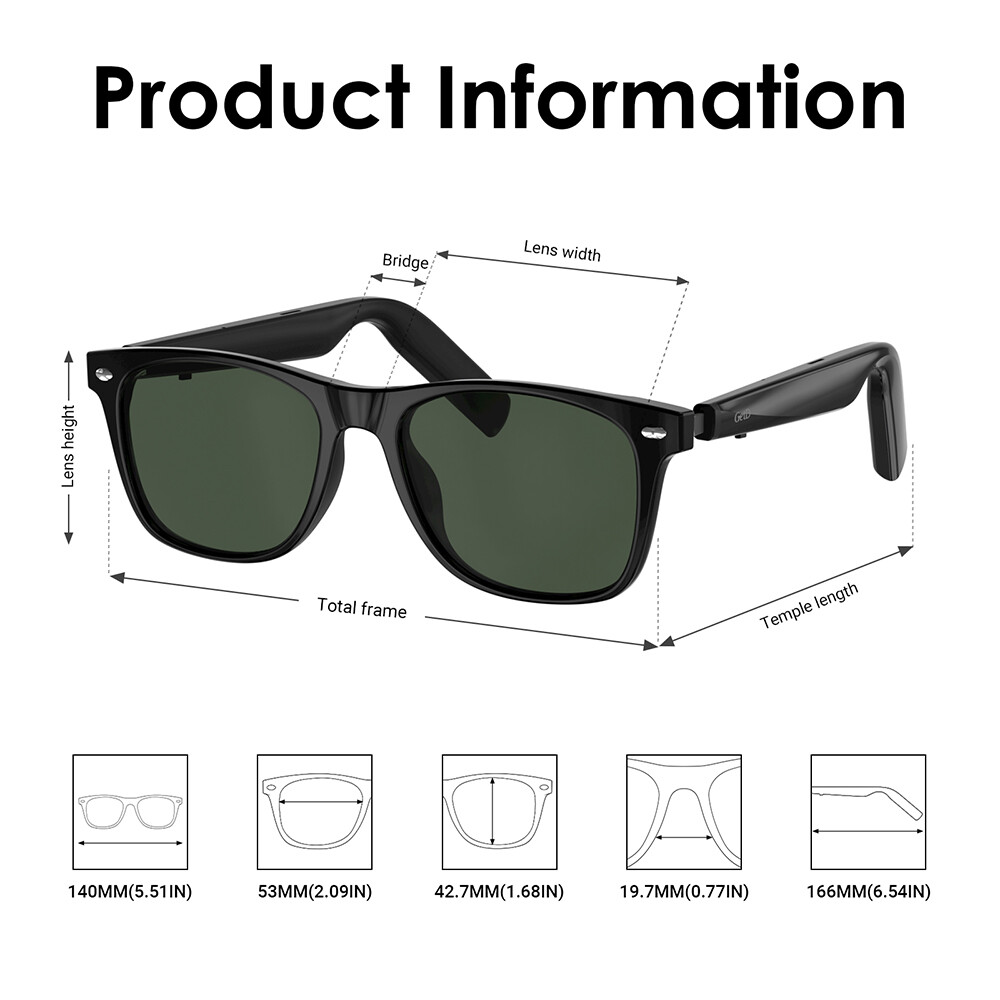 Smart Glasses Speakers Bluetooth Sunglasses Waterproof AI Translator Headphones