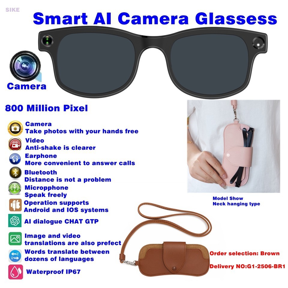 Video Recording Eyewear/Sunglasses Chat-GPT AI Smart Glasses Bluetooth Earphone