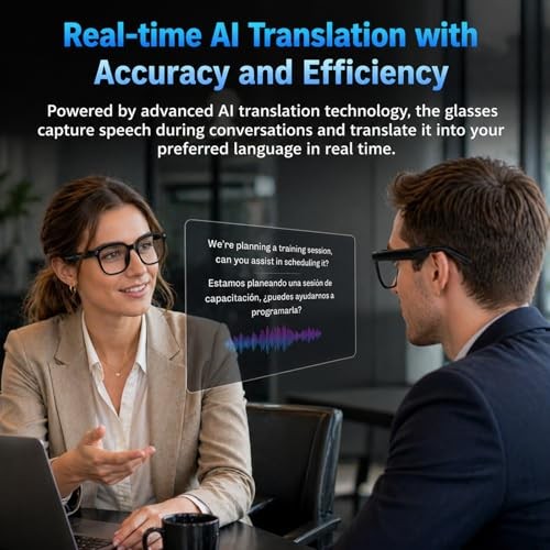 AI Smart Glasses with Camera, 4K HD Video & Photo Capture, Transparent Lens