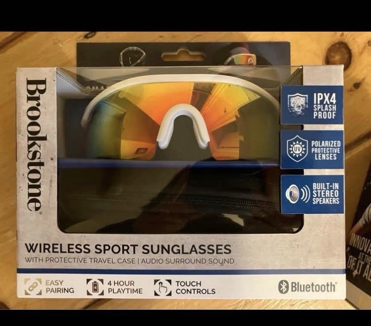 Brookstone Bluetooth Sport Sunglasses BSSNGLS808WH White Wireless Audio