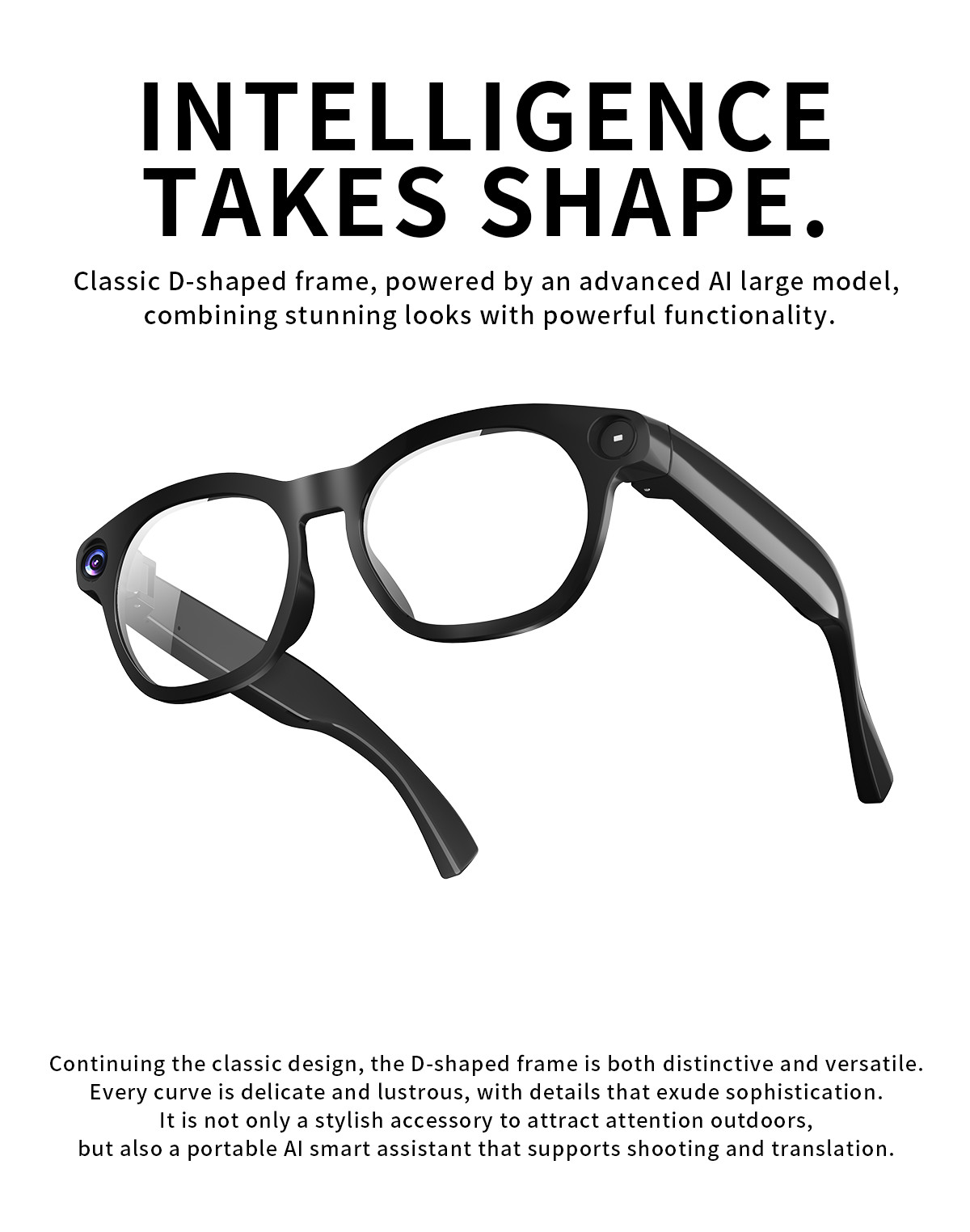 AI Smart Glasses HD Camera TikTok Live Streaming Real-Time Translation BT Audio