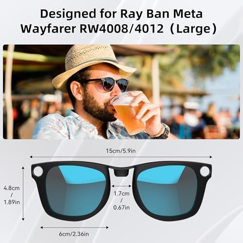4Pcs Polarized Clip for Ray-Ban Meta Wayfarer & Large 4Pcs, Matte Black Frame