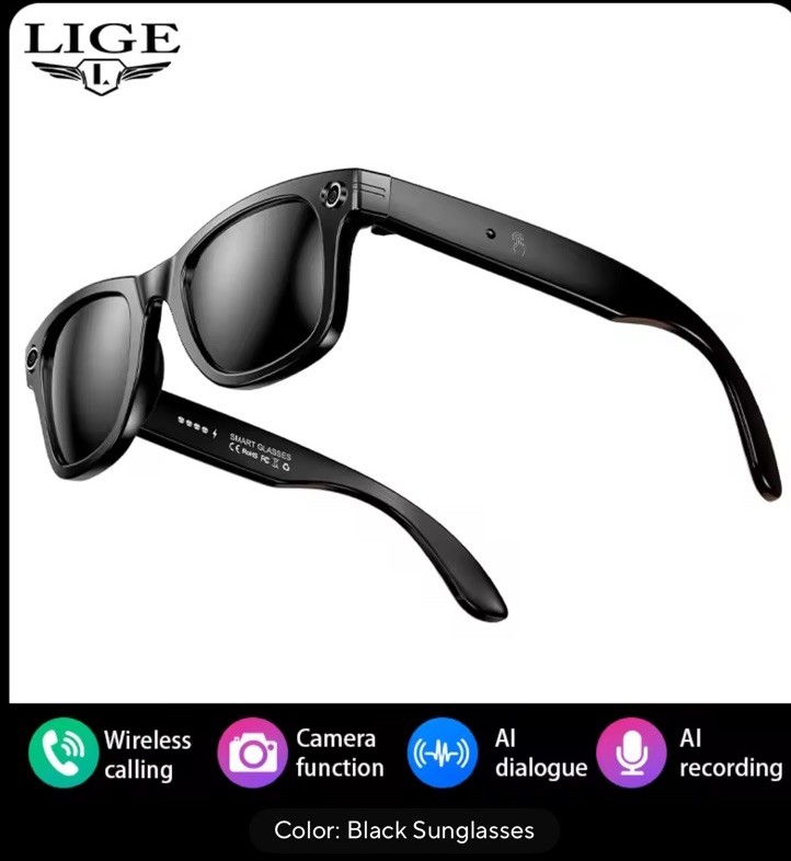 Smart Glasses Chat-GPT AI 8MP HD Video Recording Translation Bluetooth Earphone