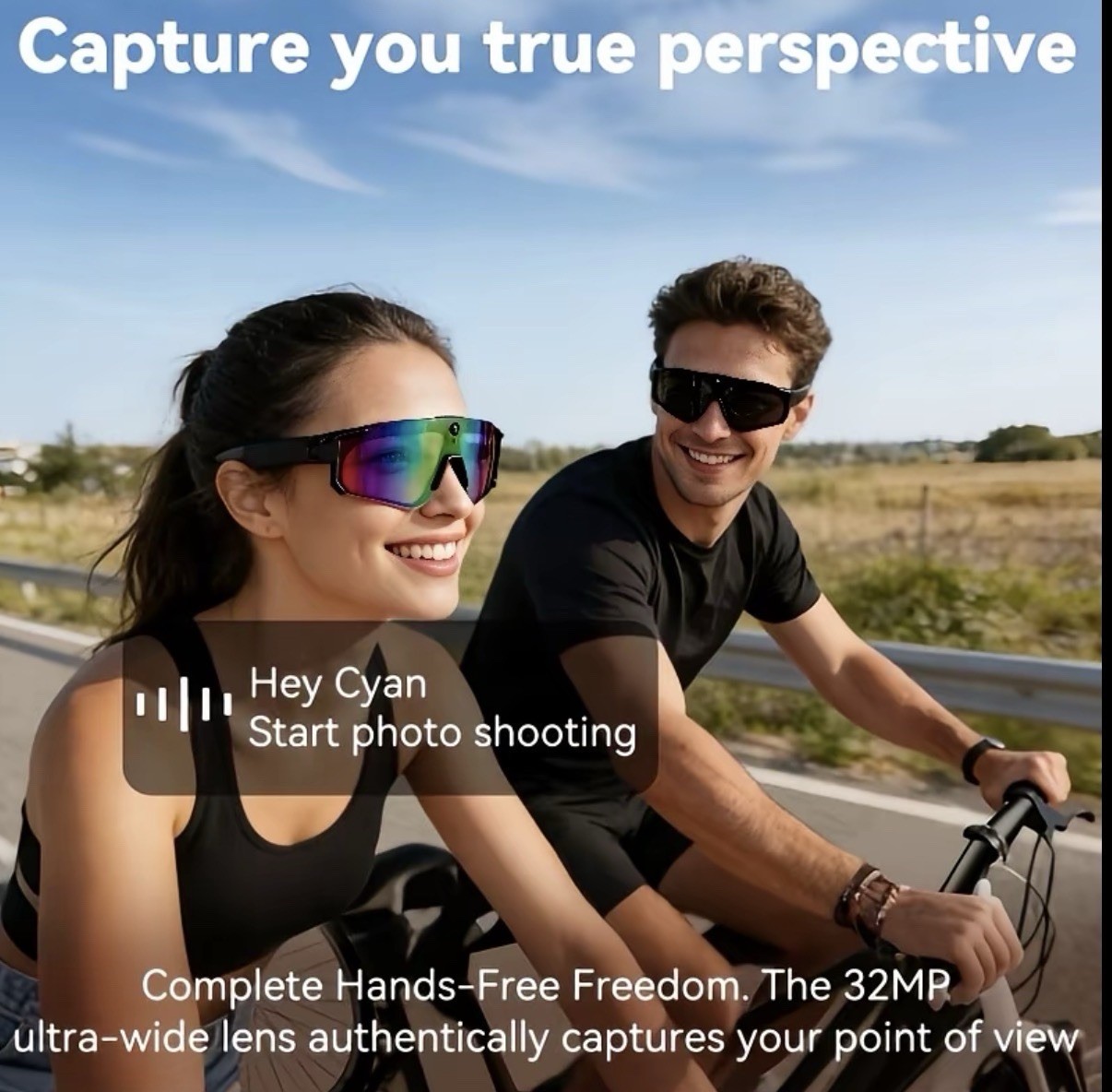 Smart Ai Sports Glasses, Model with Camera, HD Lens, Ideal for Videos, Recording