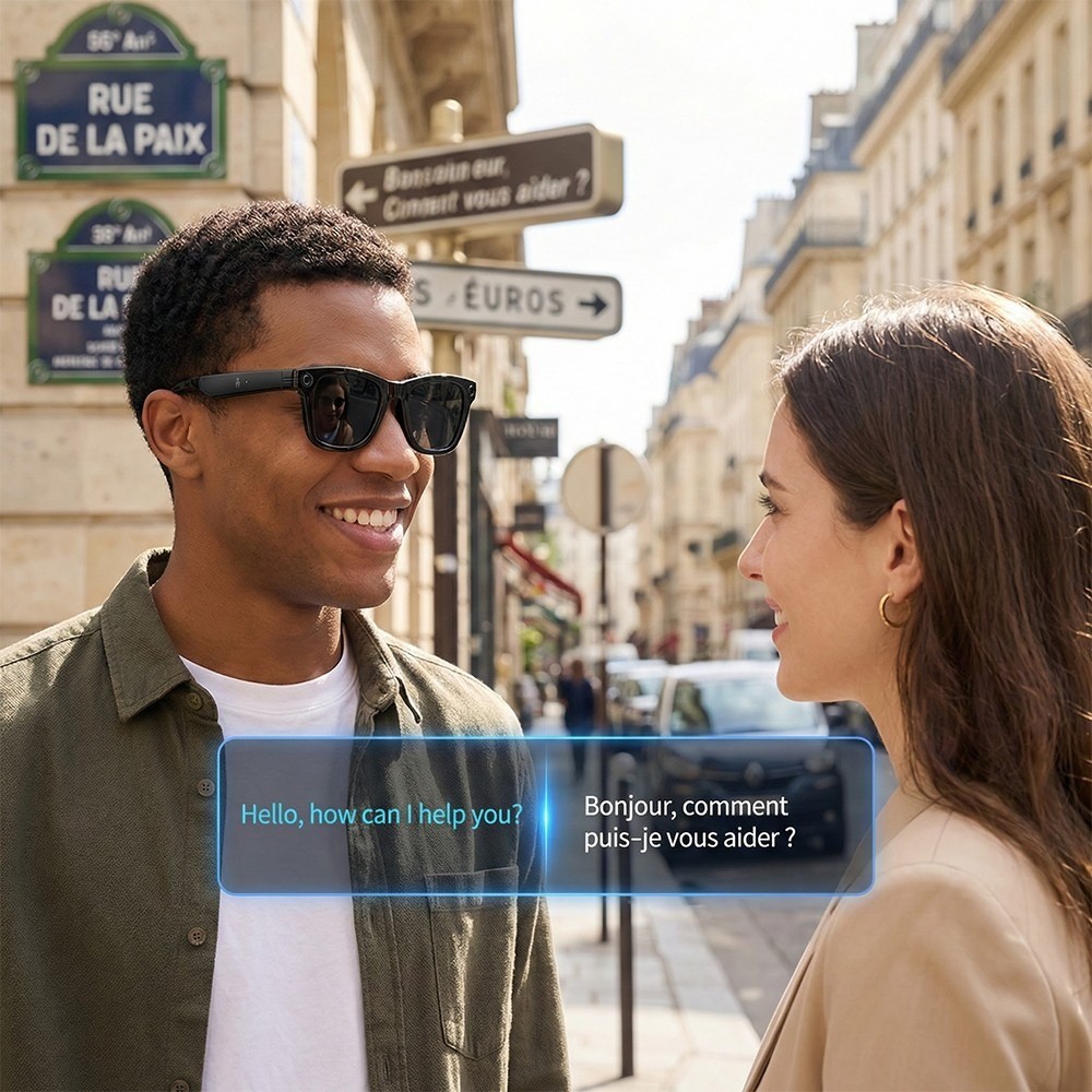 AI Smart Glasses HD Camera Bluetooth Open-Ear Audio Video Recording Sunglasses
