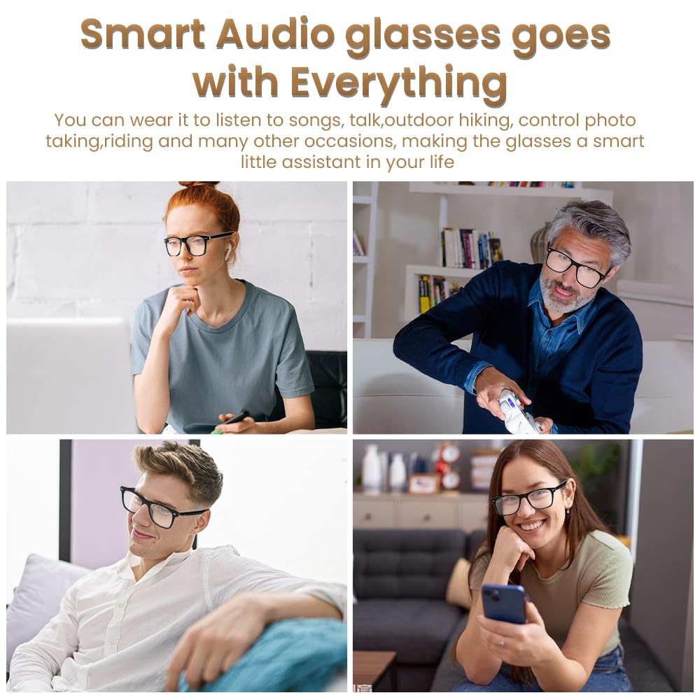 Bluetooth Audio Smart Glasses for Women Men,Blue Light Blocking Bluetooth Gla…