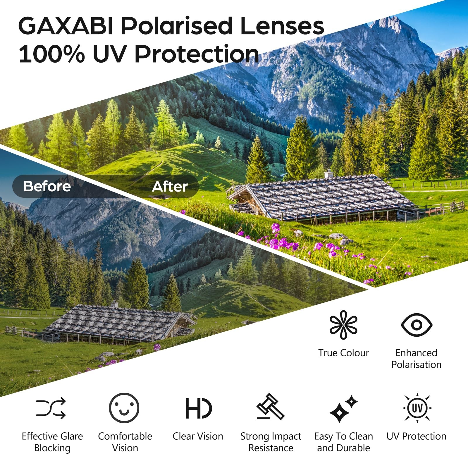Smart Glasses, Polarized Bluetooth Medium, Black Frame-Black Lens-Style1