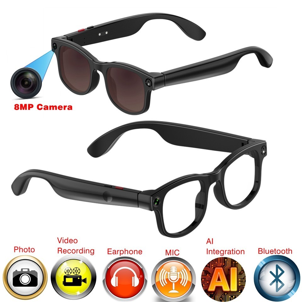 AI glasses with camera with 8MP camera and bluetooth and translate