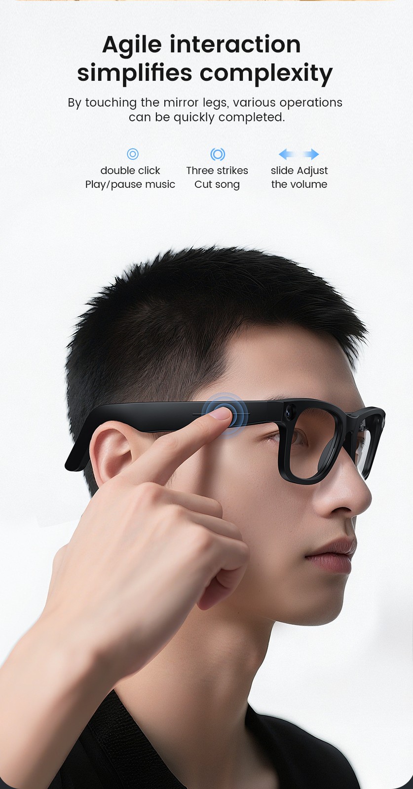 AI Smart Glasses Camera with 800W Bluetooth AI Translation Music Vedio Audio tyh