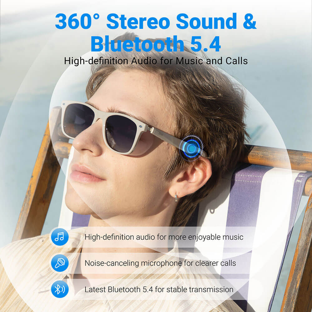 Phone Glasses Smart Bluetooth Sunglasses Headphones Polarized Music Headset 2PCS