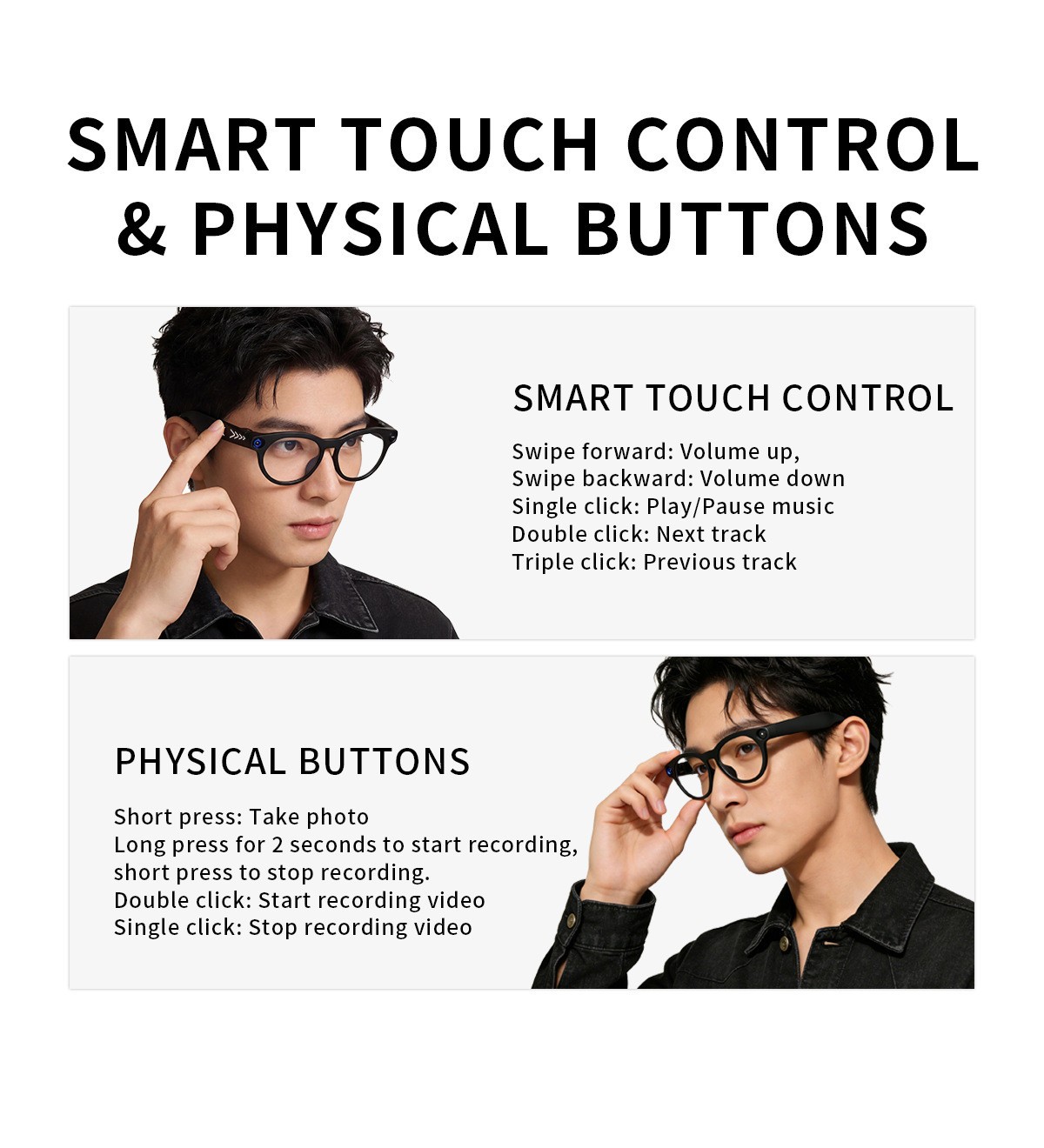 8MP AI Smart Glasses 1080P Video Bluetooth Call Translation Music Live Stream