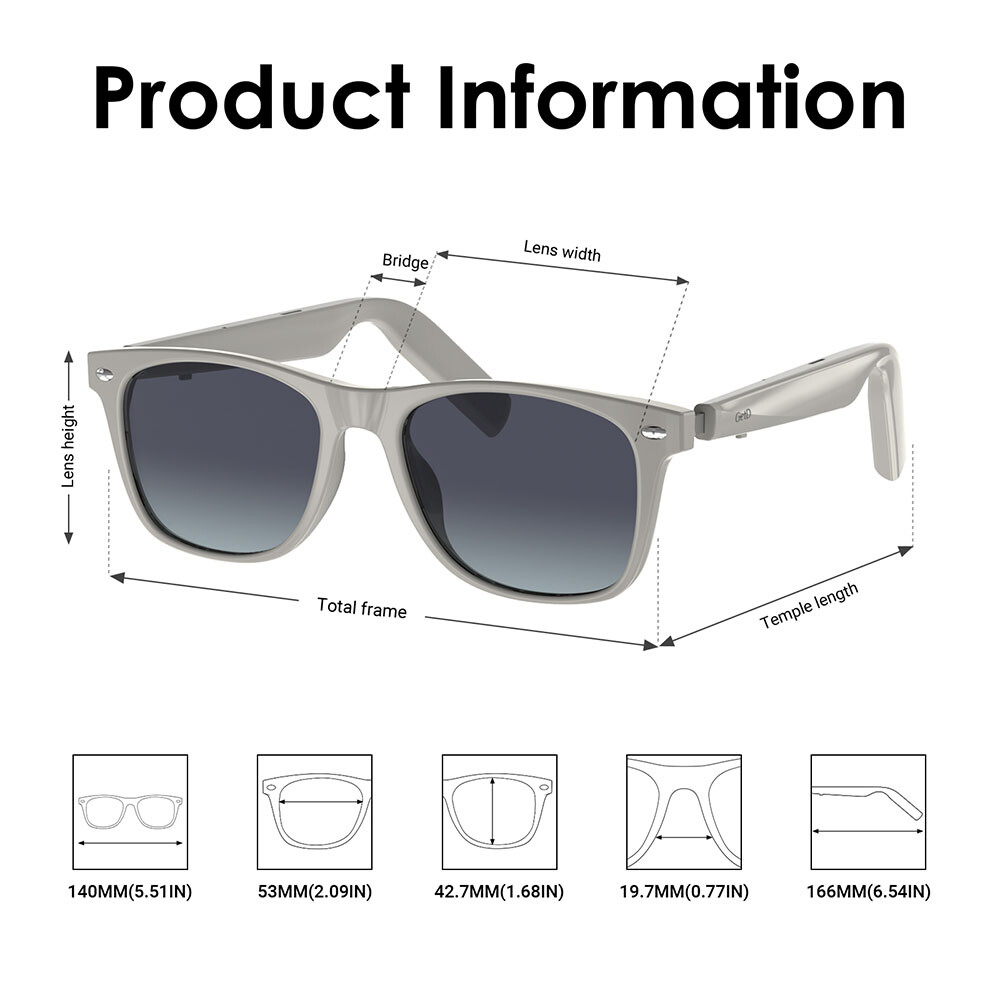Phone Glasses Smart Bluetooth Sunglasses Headphones Polarized Music Headset 2PCS