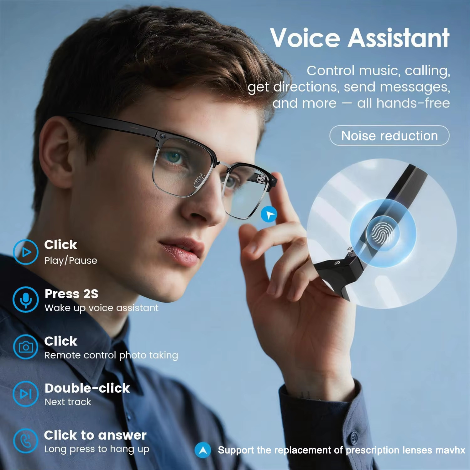 2026New 800W Pixel Camera Smart Glasses Men Video Recording AI Photo Recognition