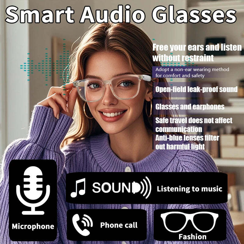 New smart bluetooth glasses wireless listen to music answer the phone open audio