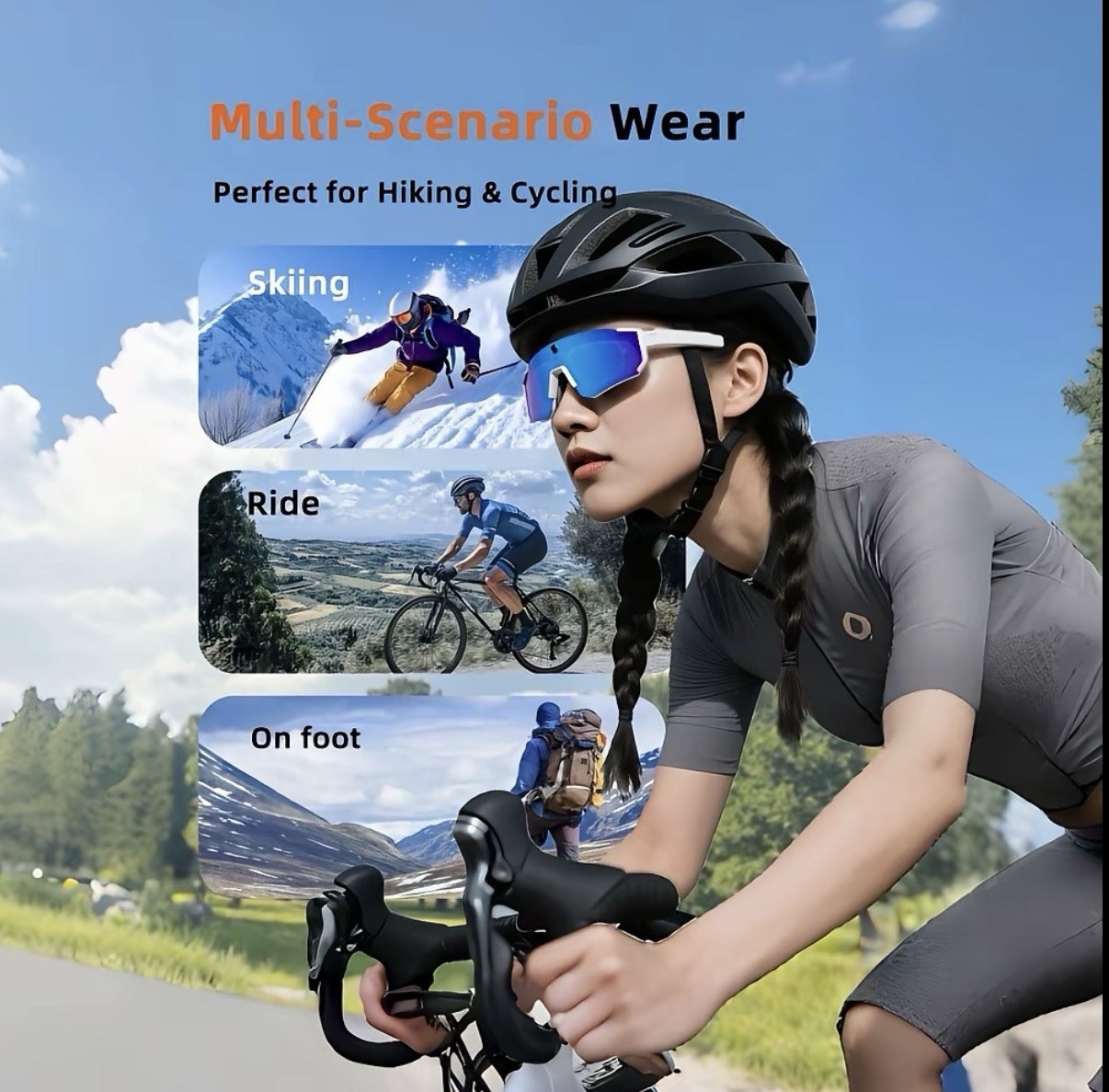 Smart Ai Sports Glasses, Model with Camera, HD Lens, Ideal for Videos, Recording
