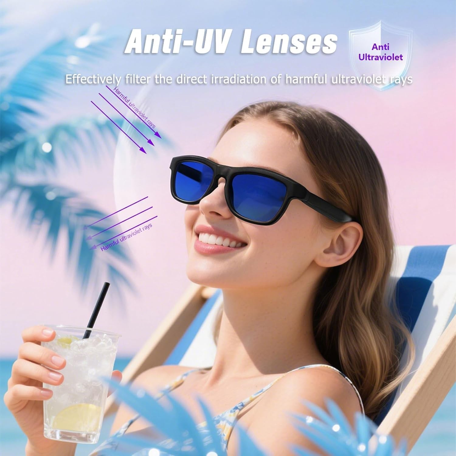 AI Smart Glasses Bluetooth Call Audio Translation for Men and Women Work Glasses