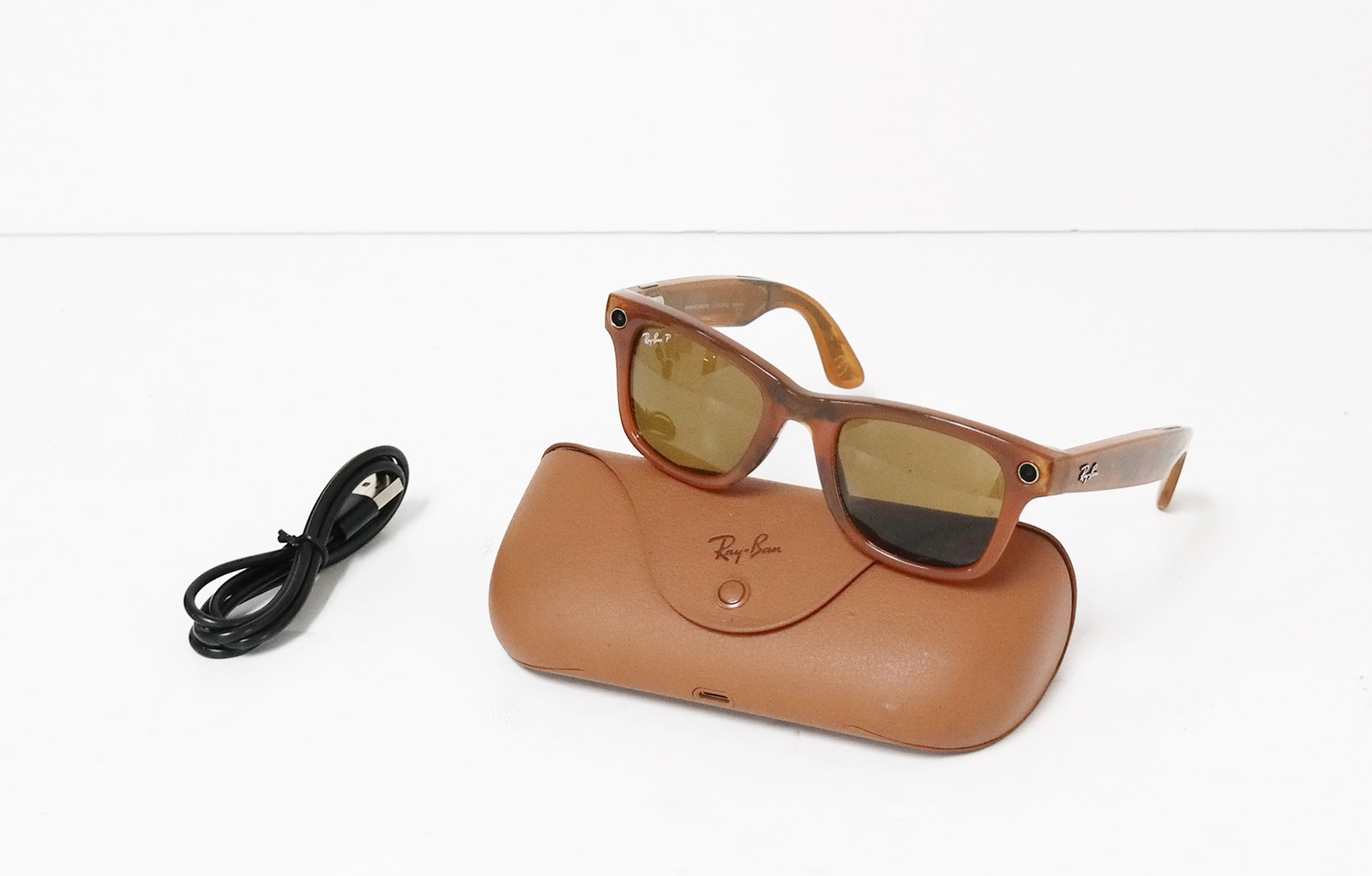 Ray-Ban Meta Wayfarer RW4006 670683 50mm Smart Sunglasses Shiny Caramel
