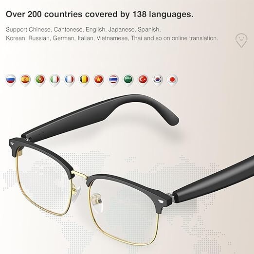 AI Smart Glasses with Translator |138 Languages Music Calling Bluetooth 5.3