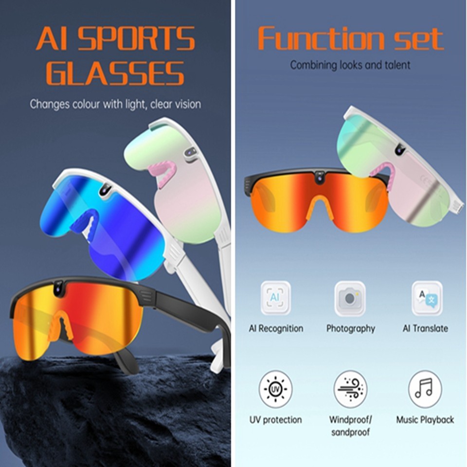 Smart Glasses AI Voice Assistant Camera Glasses Open Ear Sound Mic & Speakers
