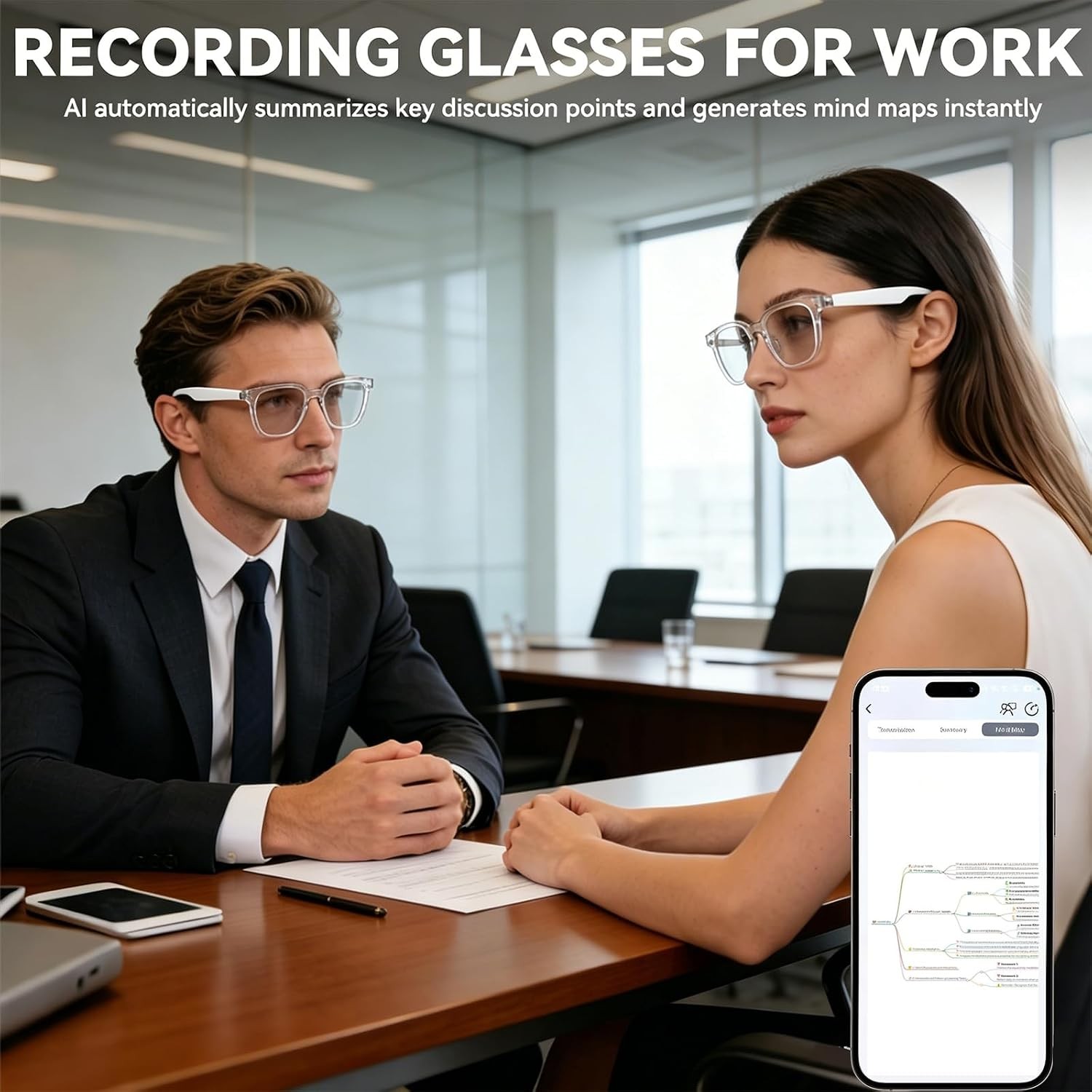 AI Smart Glasses, Bluetooth Glasses for Men Women Open-Ear Music & Calls Touch