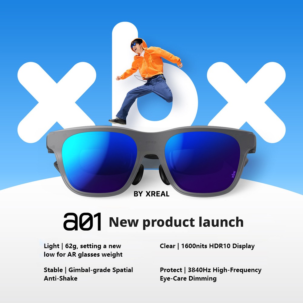 XREAL xbx a01 a01+ Smart AR Glasses HDR10 1600nits 50° FOV for Viewing Games