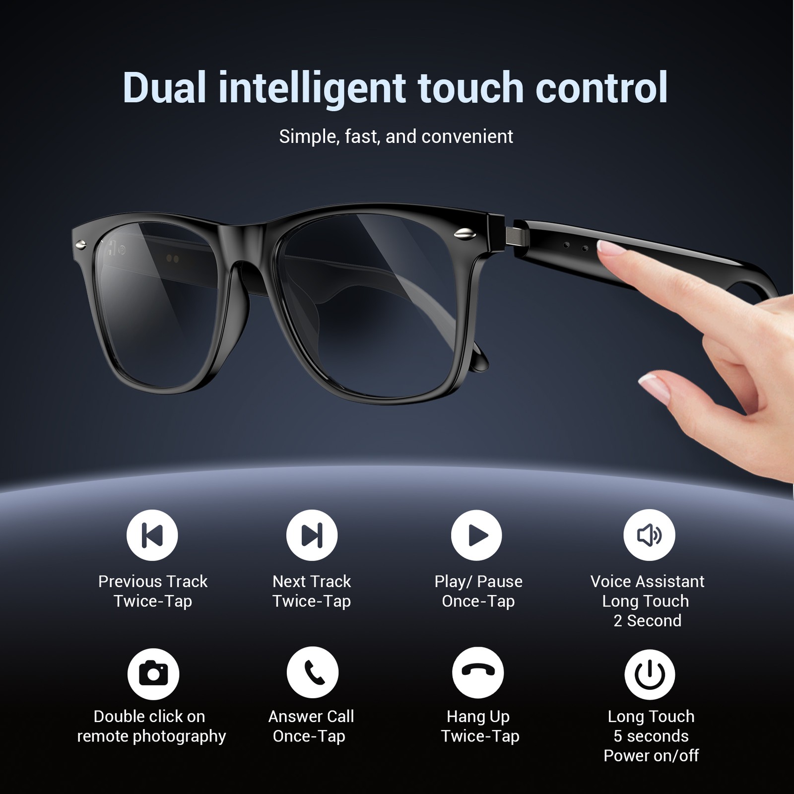 AI Translation Smart Glasses Photochromic, Bluetooth,Music,Call, Driving Eyewear