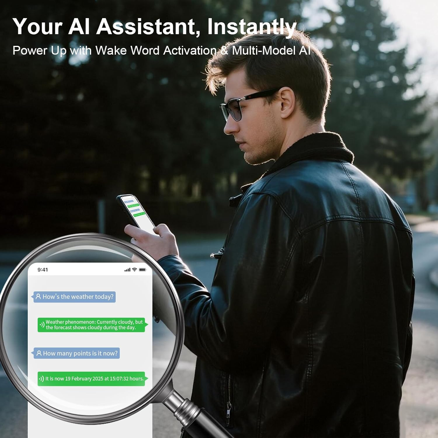 AI Smart Glasses, Bluetooth 6.0 Real-Time Translation Glasses for Men Women, 160