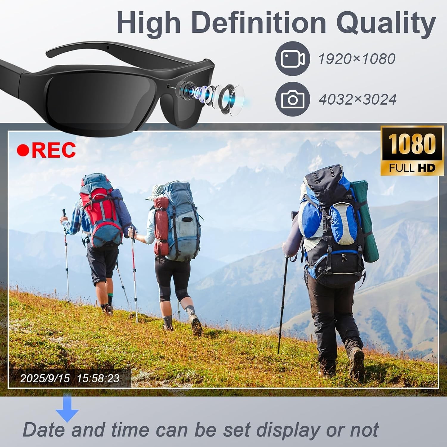 Camera Sunglasses Sports Action Smart Glasses Cam 1080P Video Camera Glasses UV