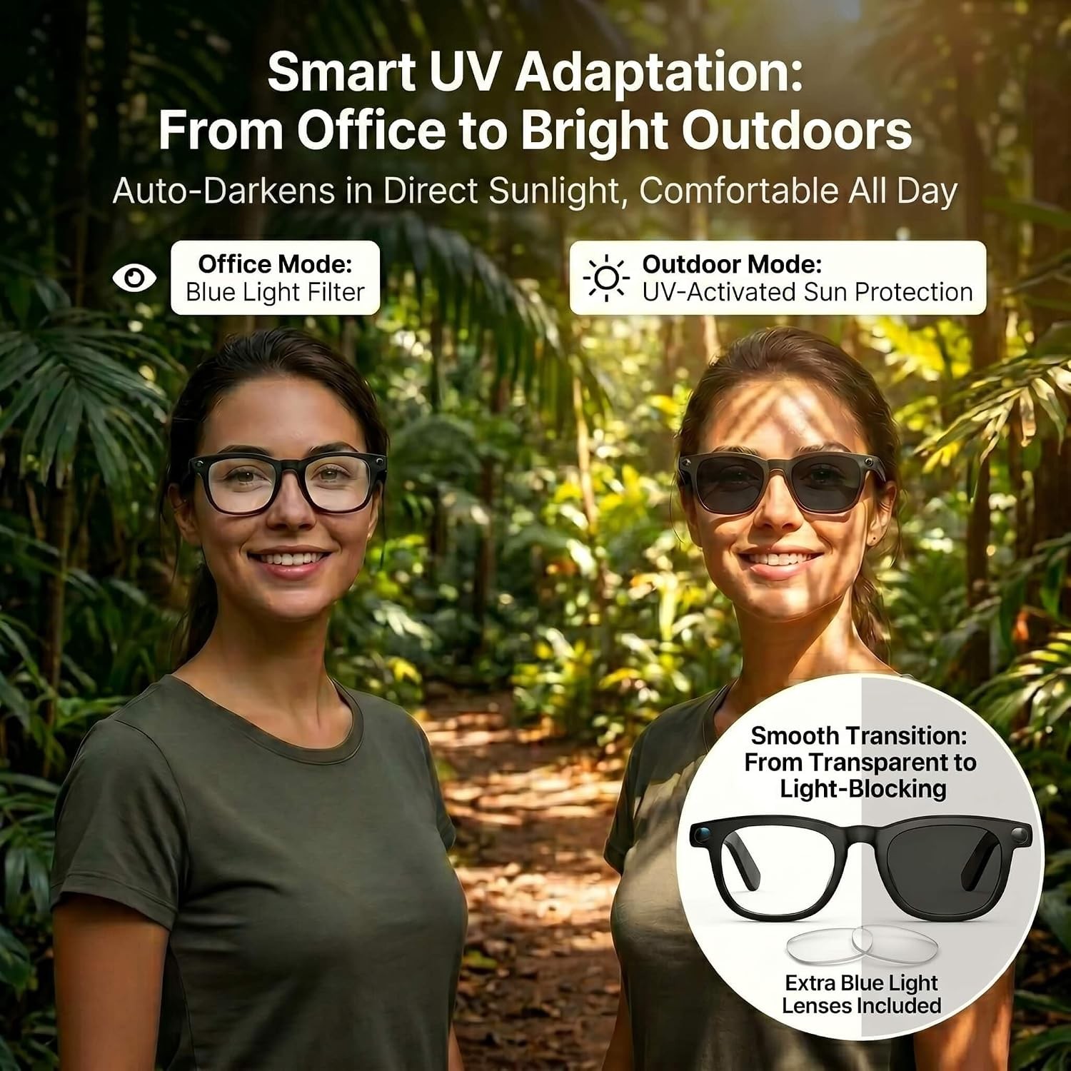 EarlySincere Smart Glasses 8MP 4K Camera Bluetooth