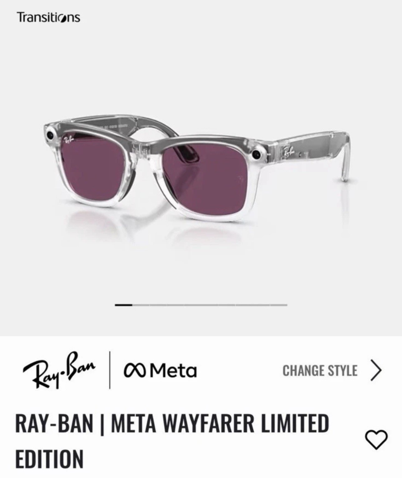 Ray-Ban Meta Wayfarer Gen 2 Limited Edition Smart Glasses RW4012 Clear/Ruby Red