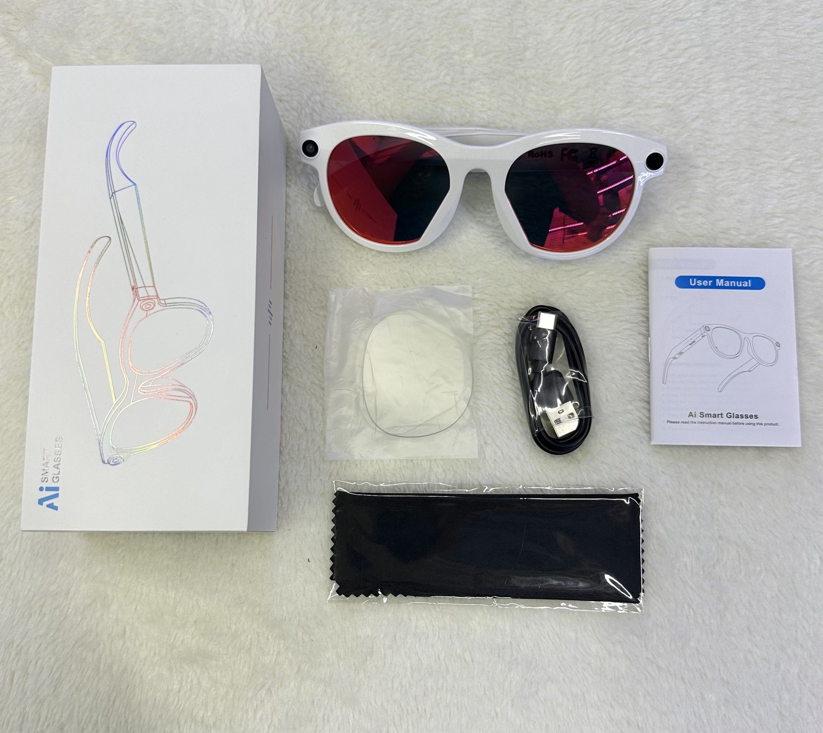 AI Smart Glasses with HD Camera Voice Translation BT Video Recording Sunglasses
