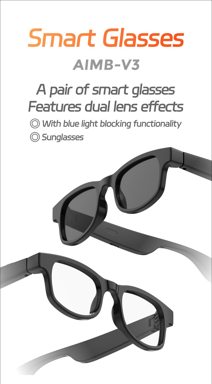 Bluetooth Smart Glasses,Blue Light Blocking Glasses for Men and Women