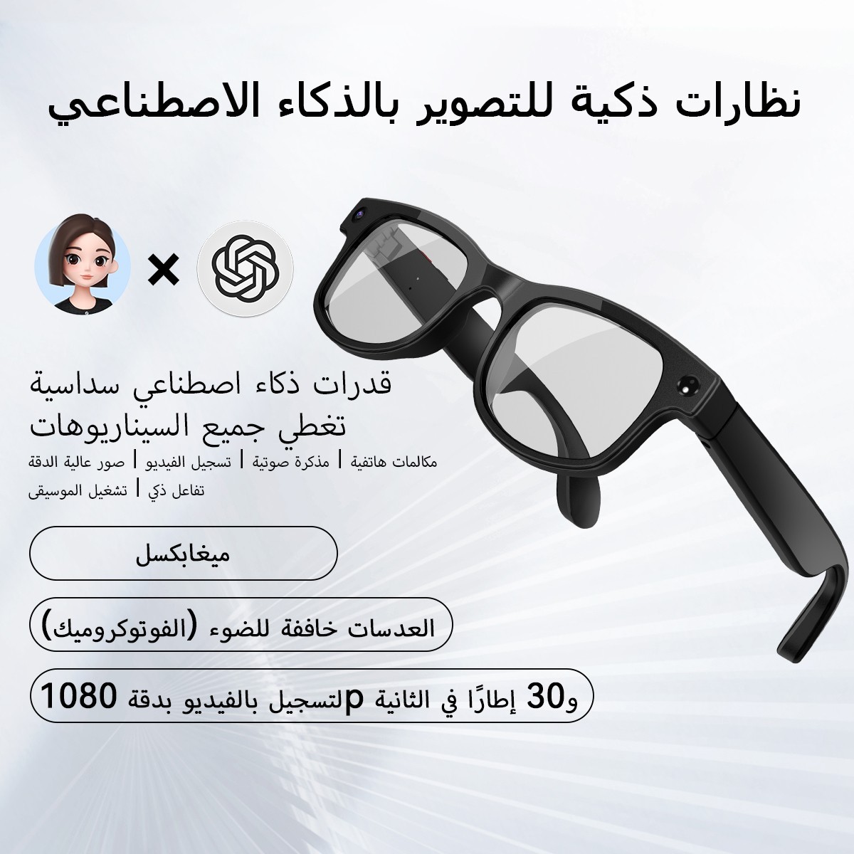 Smart glasses with camera and Image and video translate and UV Protection